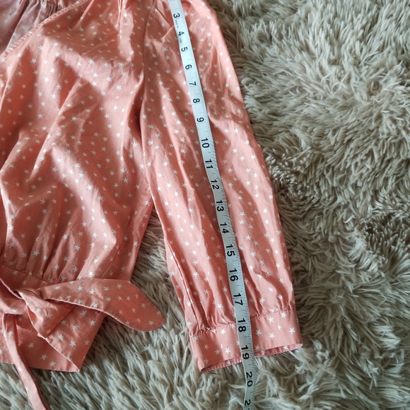 Madewell Star Print Wrap Top | Size Small | Coral - Picture 5 of 9